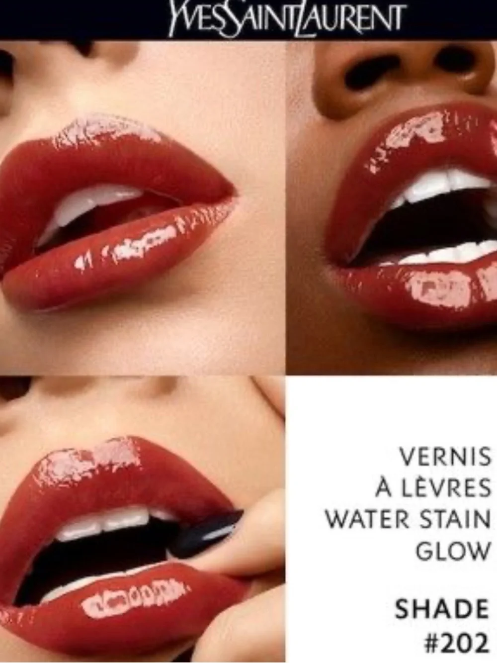 YSL Water Stain Glow Lipstick, Shade 202 Insurgent Red, NWOB